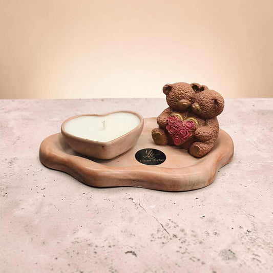 Χειροποίητο Σετ Διακόσμησης «Bear Hugs & Hearts» με Κερί Σόγιας